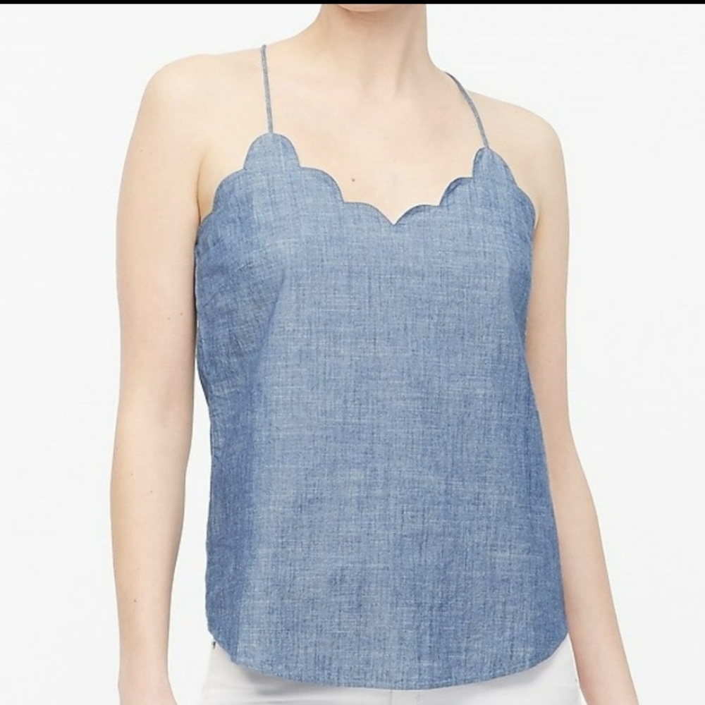 NWT J Crew denim scalloped Cami Top
